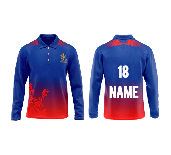 Customized RCB Cricket Jersey-Full Sleeves-F&B Sublimation