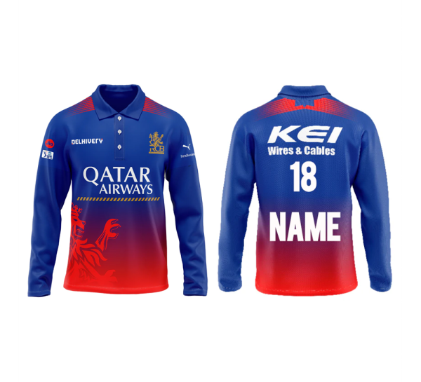 Customized RCB Cricket Jersey-Full Sleeves-Full Sublimation