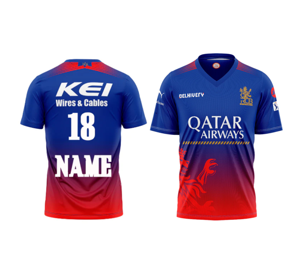 Customized RCB Cricket Jersey-Half Sleeves-Full Sublimation